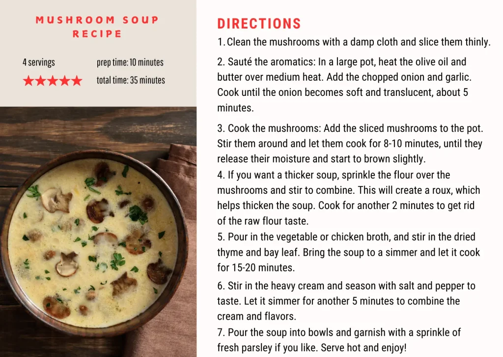 mushroom soup recipe directions