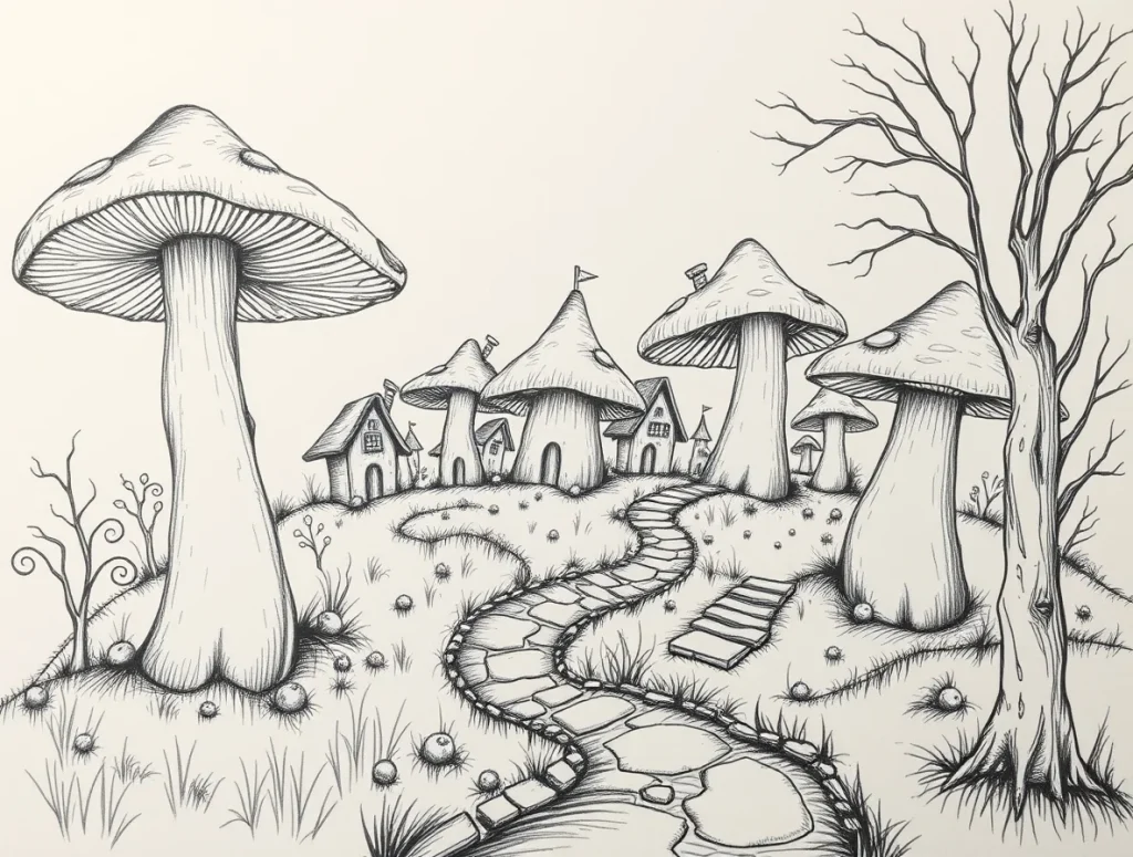 mushrooms coloring pages