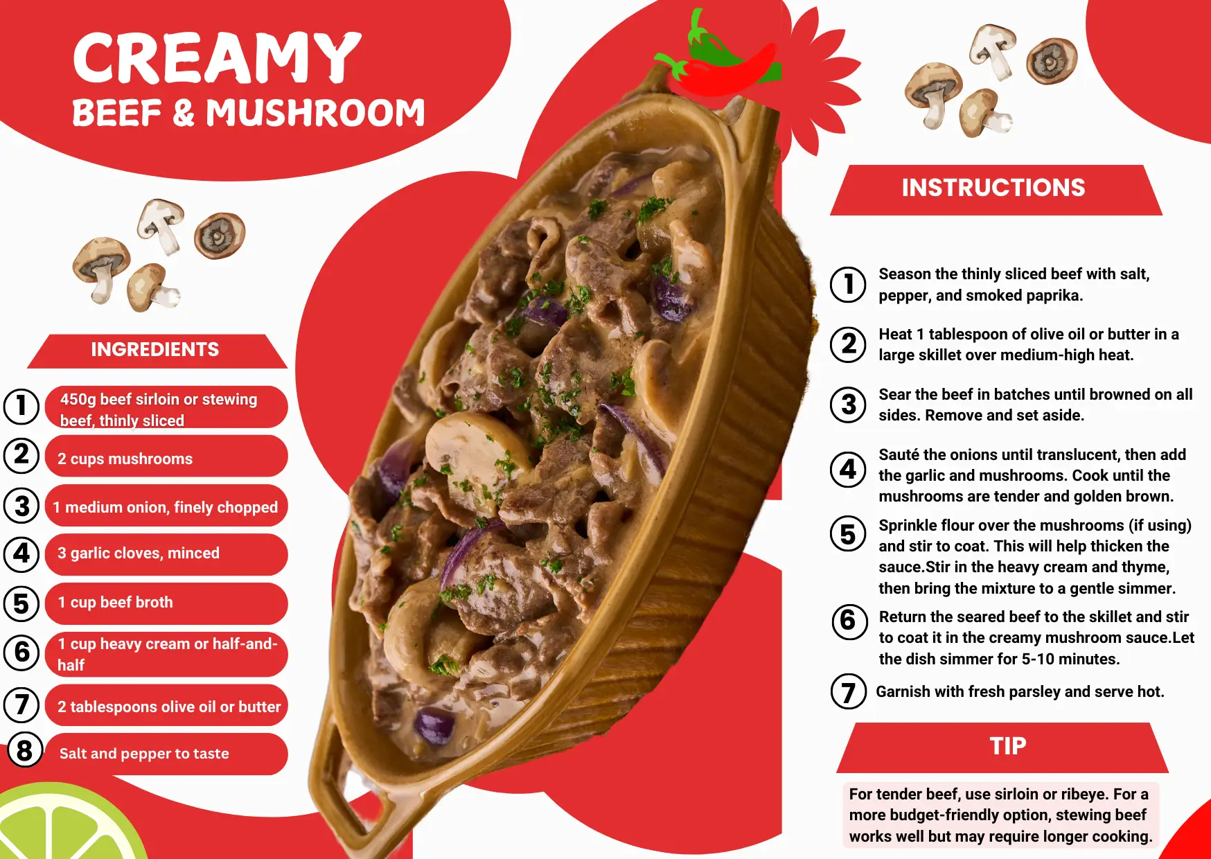 creamy beef and mushroom recipe